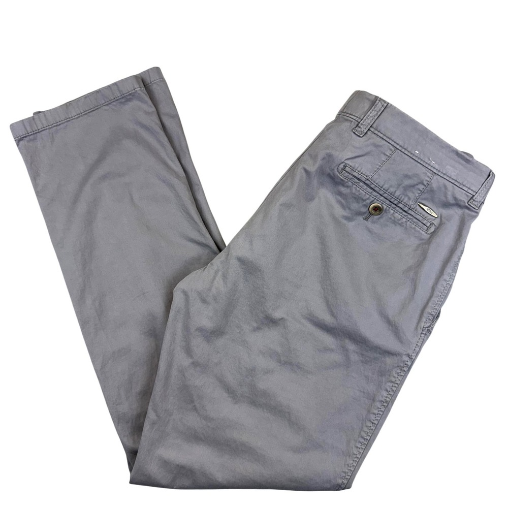 Brax Evans Mens 34x32‎ Gray Chino Flat Front Straight Leg Trousers 80-1400/07